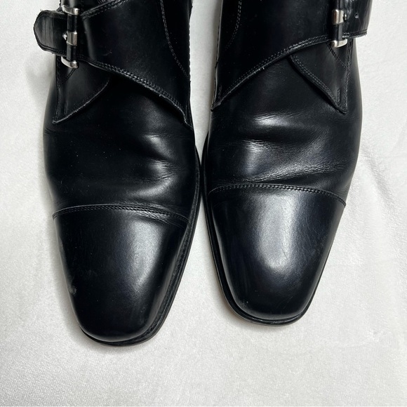 Magnanni LENNON Single Monk Strap Loafers Black Leather Mens Shoes 21447 - Picture 6 of 10